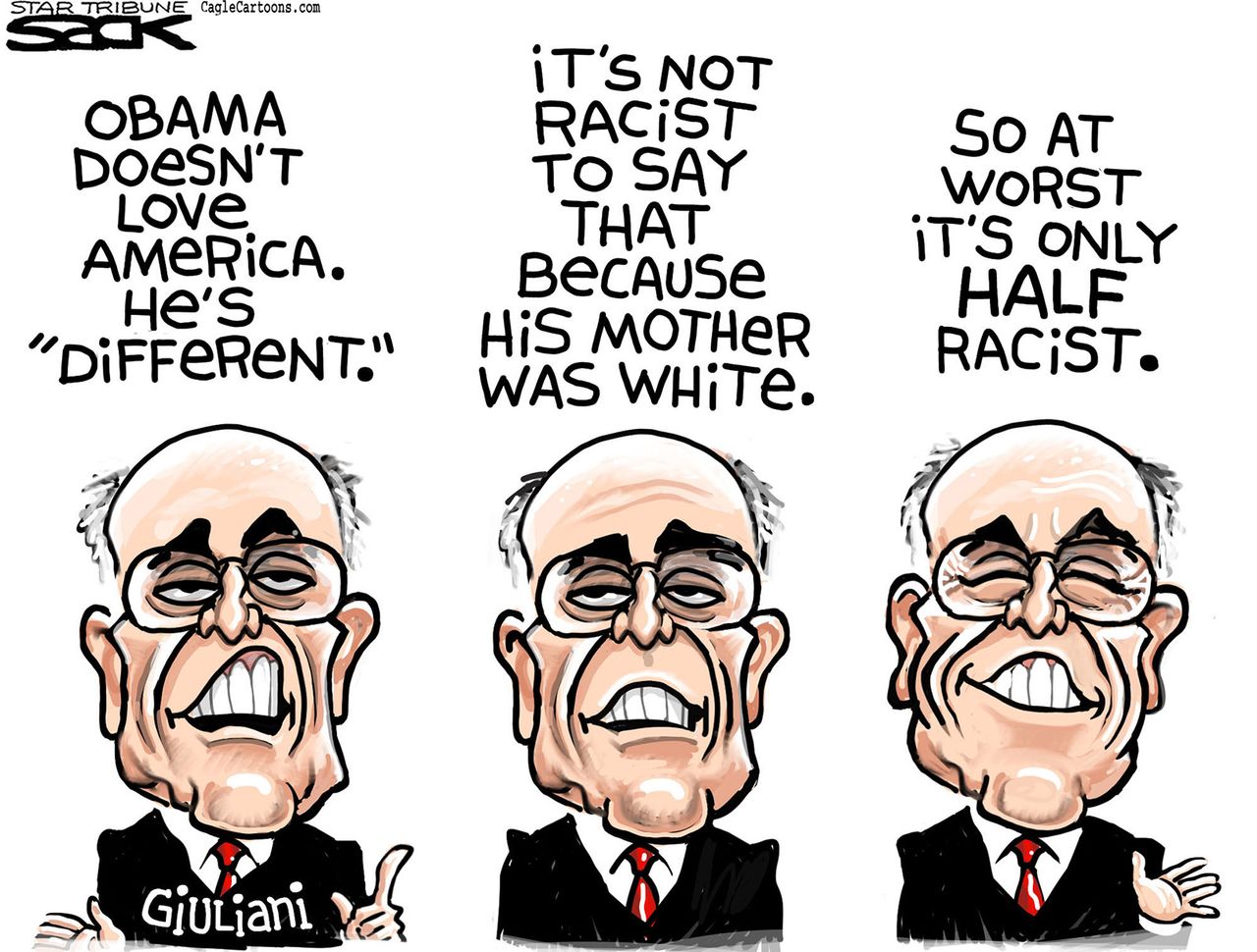 Political cartoon Obama Rudy Guiliani