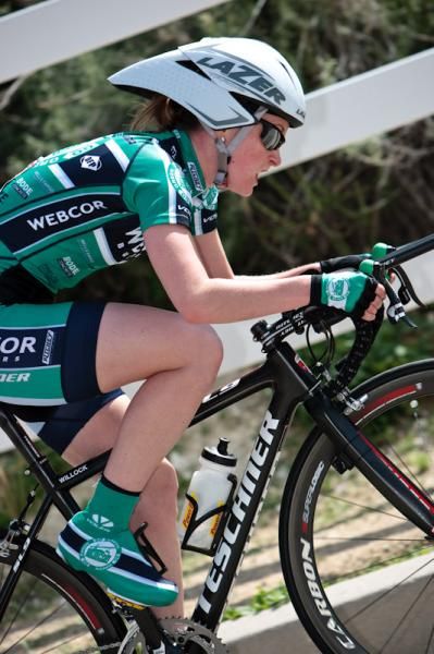 Erinne Willock (Webcor) working hard near the top of the climb