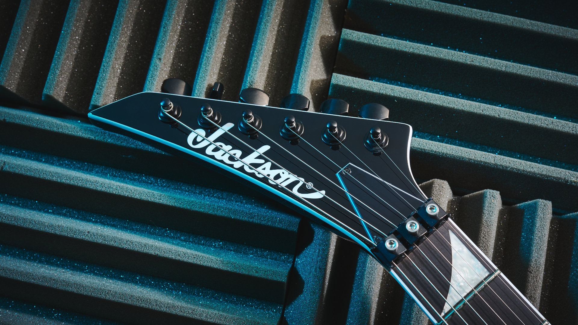 The reverse headstock of the Jackson Pro Series Signature Wes Borland King V electric guitar