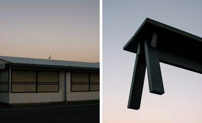 Ariake factory in Morodomi and Right, ’Sagyo’ bench by Keiji Ashizawa