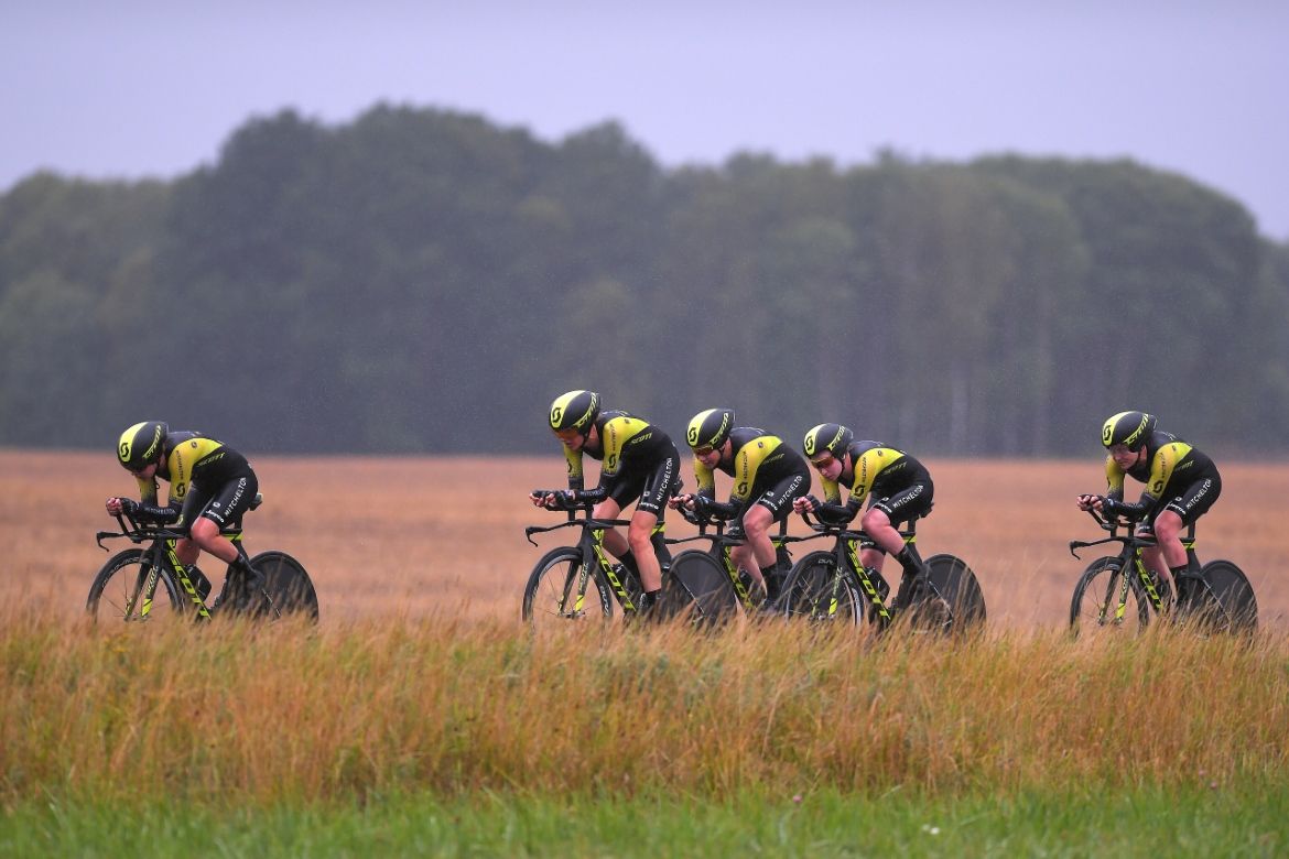 The Mitchelton-Scott in the Swedish countryside