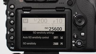 Image shows the ISO range on the Nikon D850