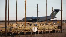 Air Force Boeing C-17 used for deportation flights is seen at Biggs Army Airfield in El Paso