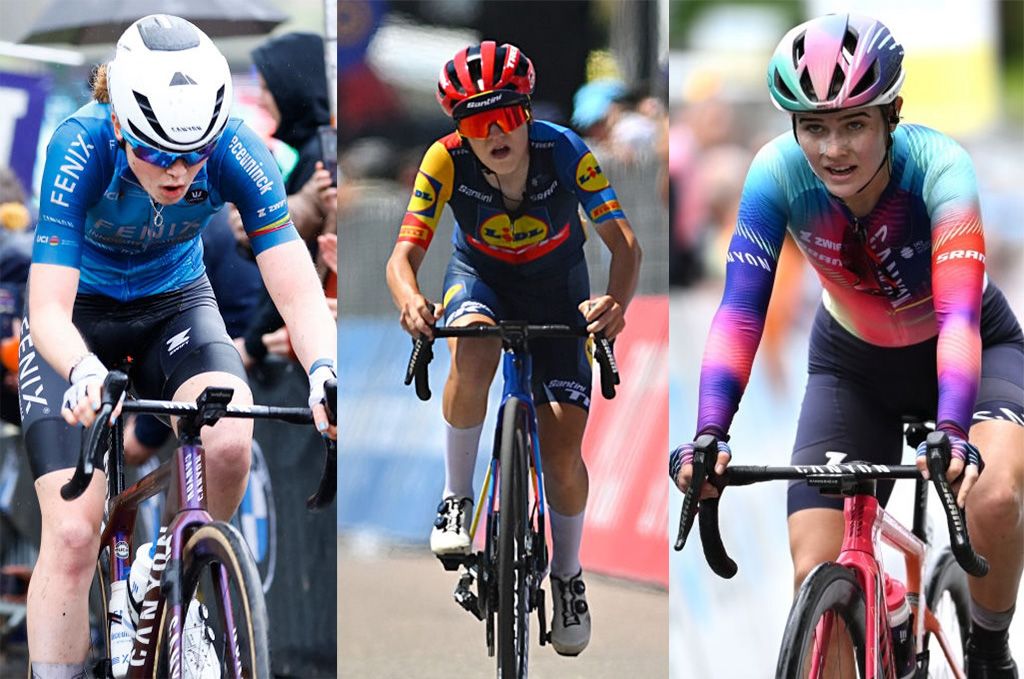 Among the first-time competitors at the Tour de France Femmes in 2024 are (L to R) Puck Pieterse, Gaia Realini and Neve Bradbury