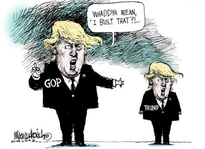 Political cartoon U.S. 2016 election GOP Donald Trump