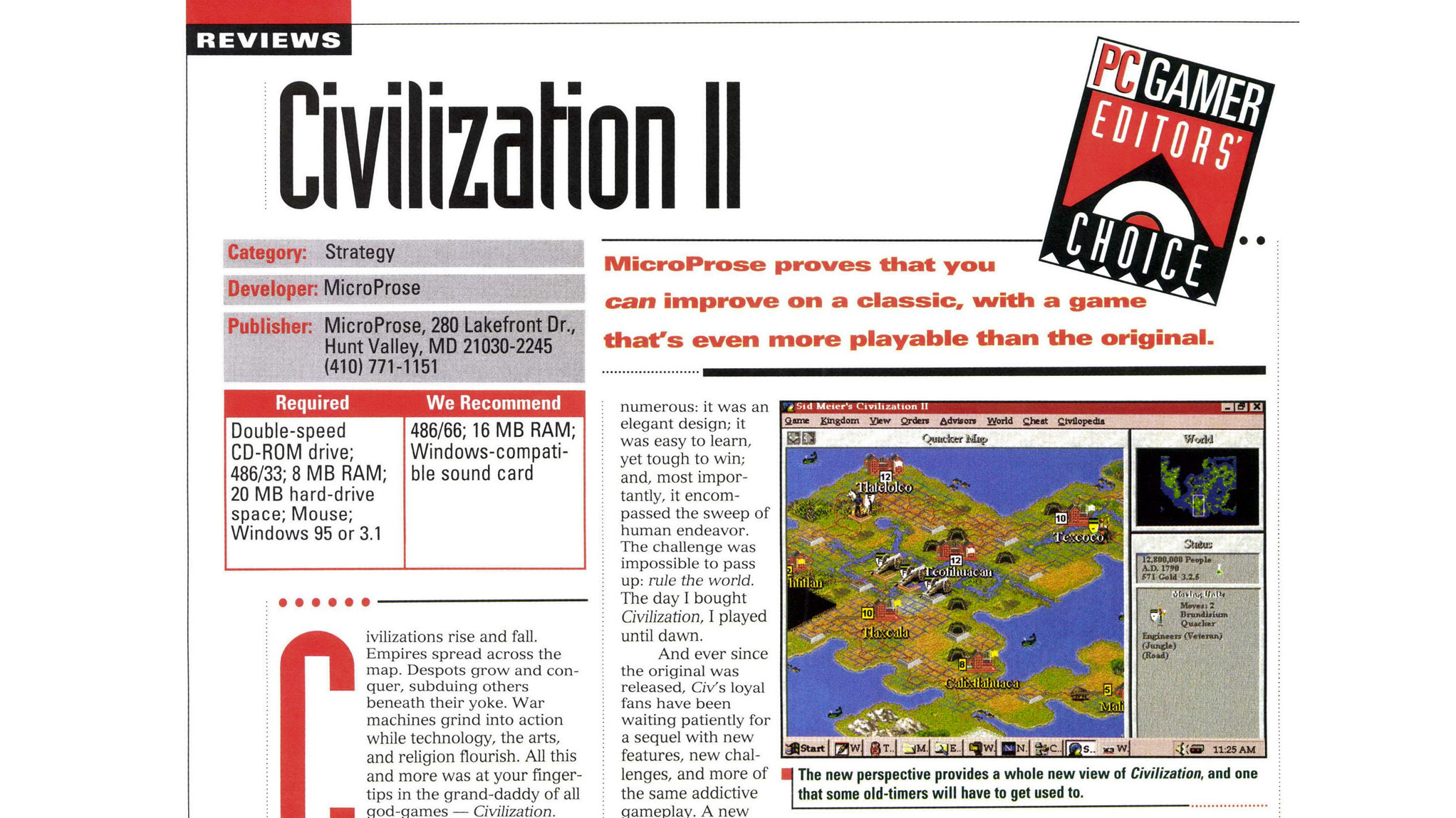 PCG July 1996 review of Civilization 2