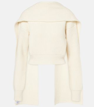 Cropped Wool and Cashmere Scarf Sweater