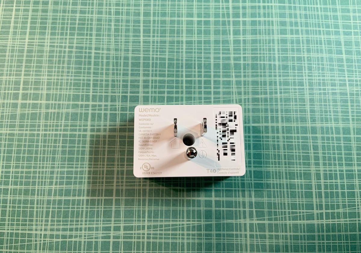 Wemo Wifi Smart Plug back view