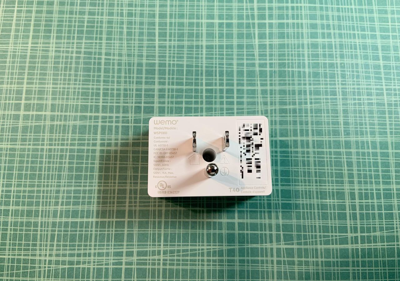 Wemo Wifi Smart Plug back view