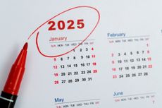 Red mark on the calendar at January 2025