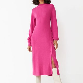 pink knitted dress with slit
