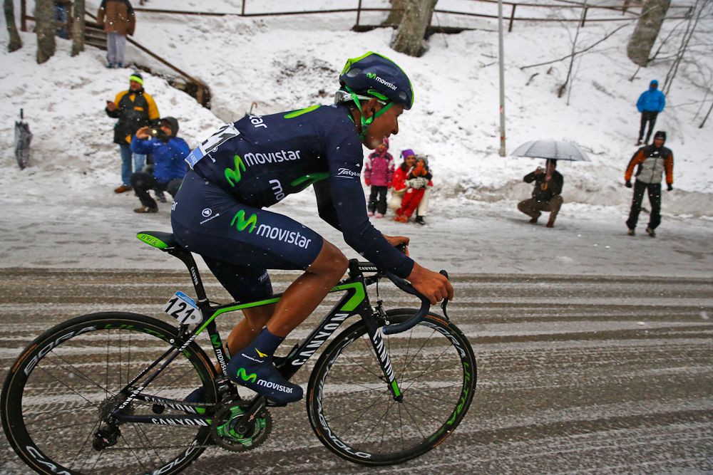 Quintana rides to the finish.