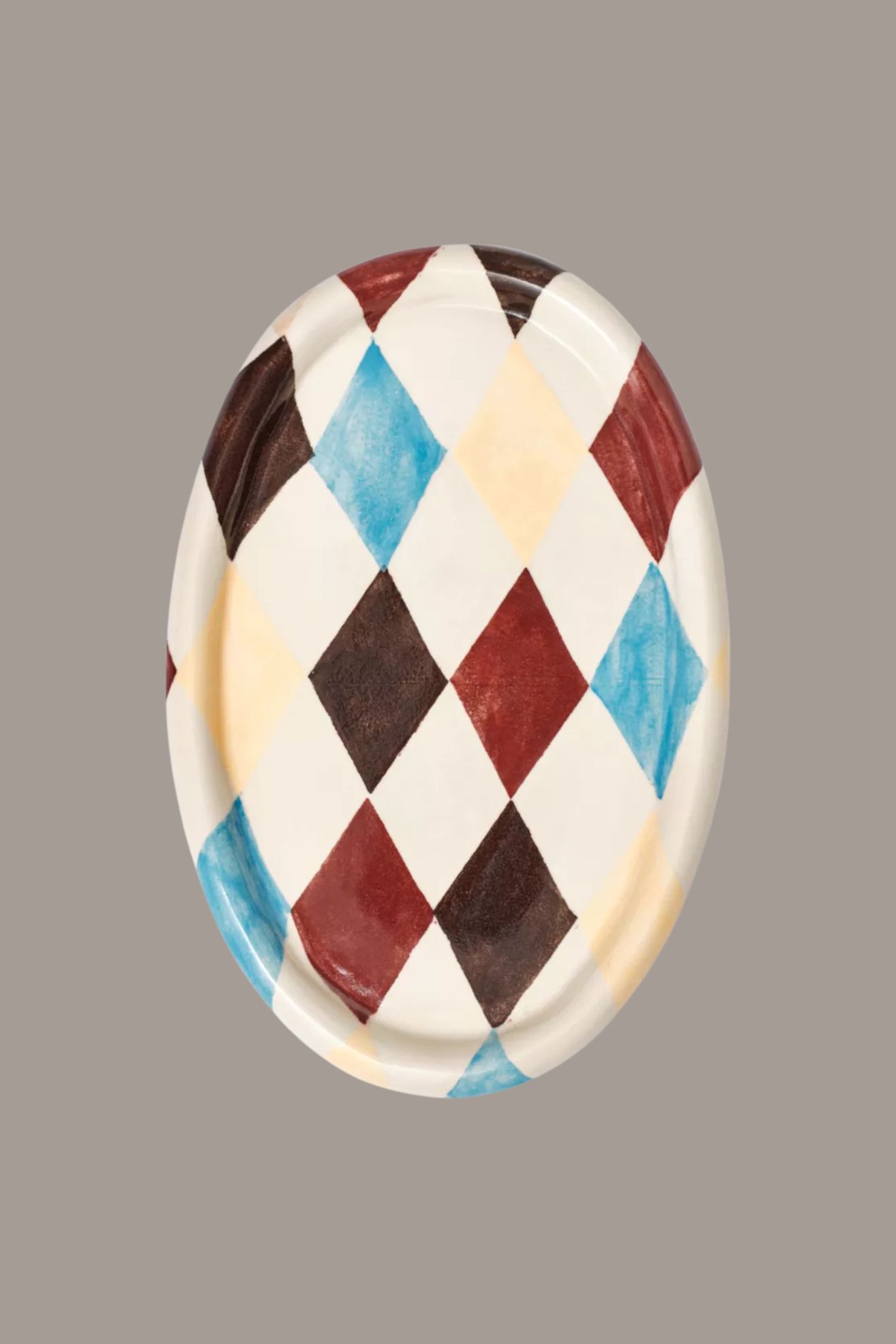 DAMSON MADDER, Harlequin-Pattern Oval Ceramic Serving Platter