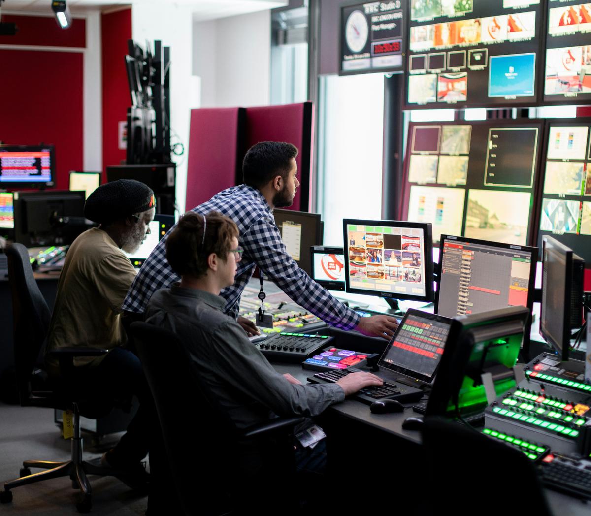 People working in a production studio