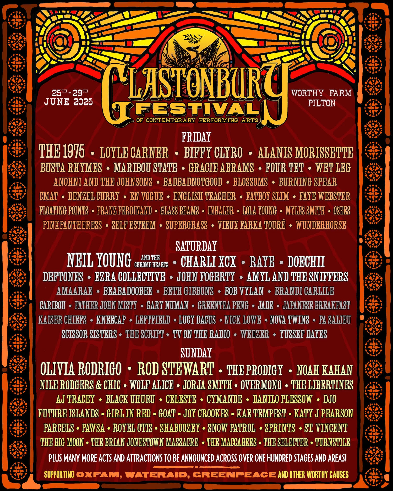 Glastonbury lineup poster 2025