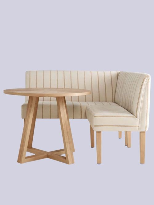 Wolton Corner Bench and Table Set in Country Chenille Stripe Ochre Yellow 