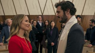 "Nobody Wants This." (L to R) Kristen Bell as Joanne, Adam Brody as Noah in episode 102 of Nobody Wants This. Cr. Stefania Rosini/Netflix © 2024