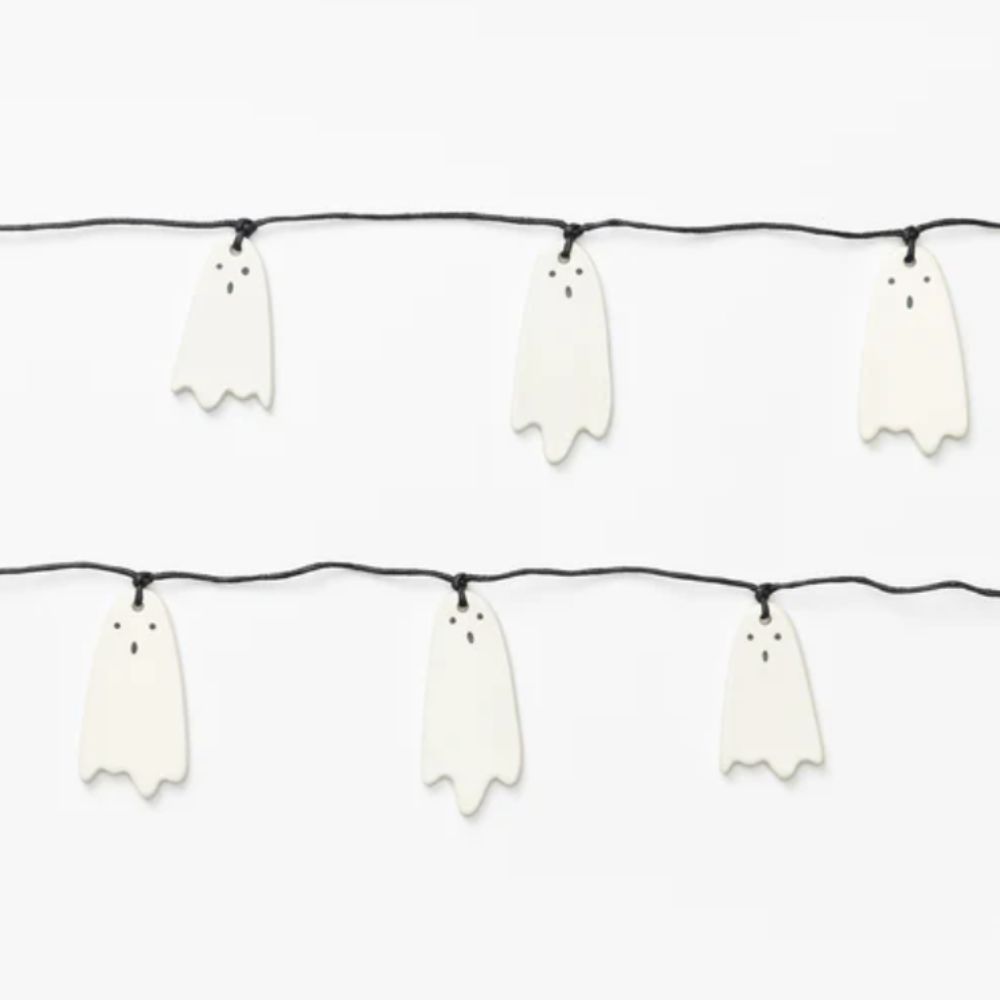 white ceramic ghost garland on black string
