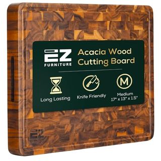 Ez Furniture 17 X 13 Inch Acacia Wood Cutting Boards for Kitchen, Wooden Cutting Boards for Kitchen, Large Butcher Block Cutting Board, Large Cutting Board With Juice Groove and Handles