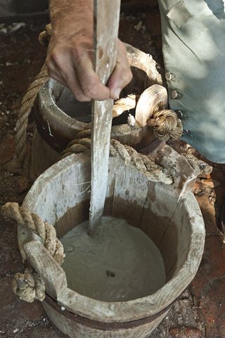 Colonial Williamsburg obtains its lime from the brickyard whose craftsmen burn shells to produce it.