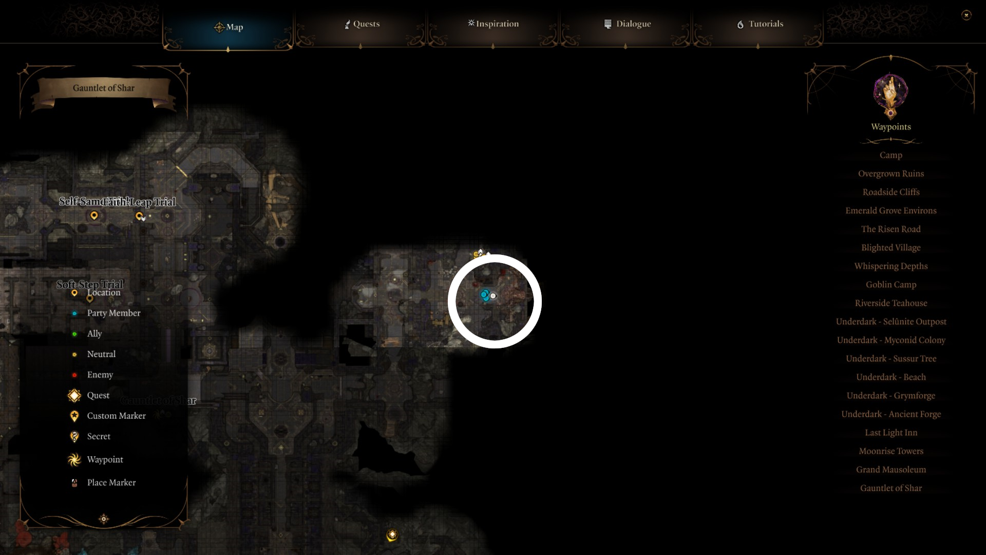 An image showing the location of the fourth Umbral Gem in Baldur's Gate 3.