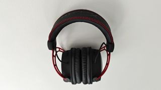 HyperX Cloud Alpha Wireless review: headset on a white background from above
