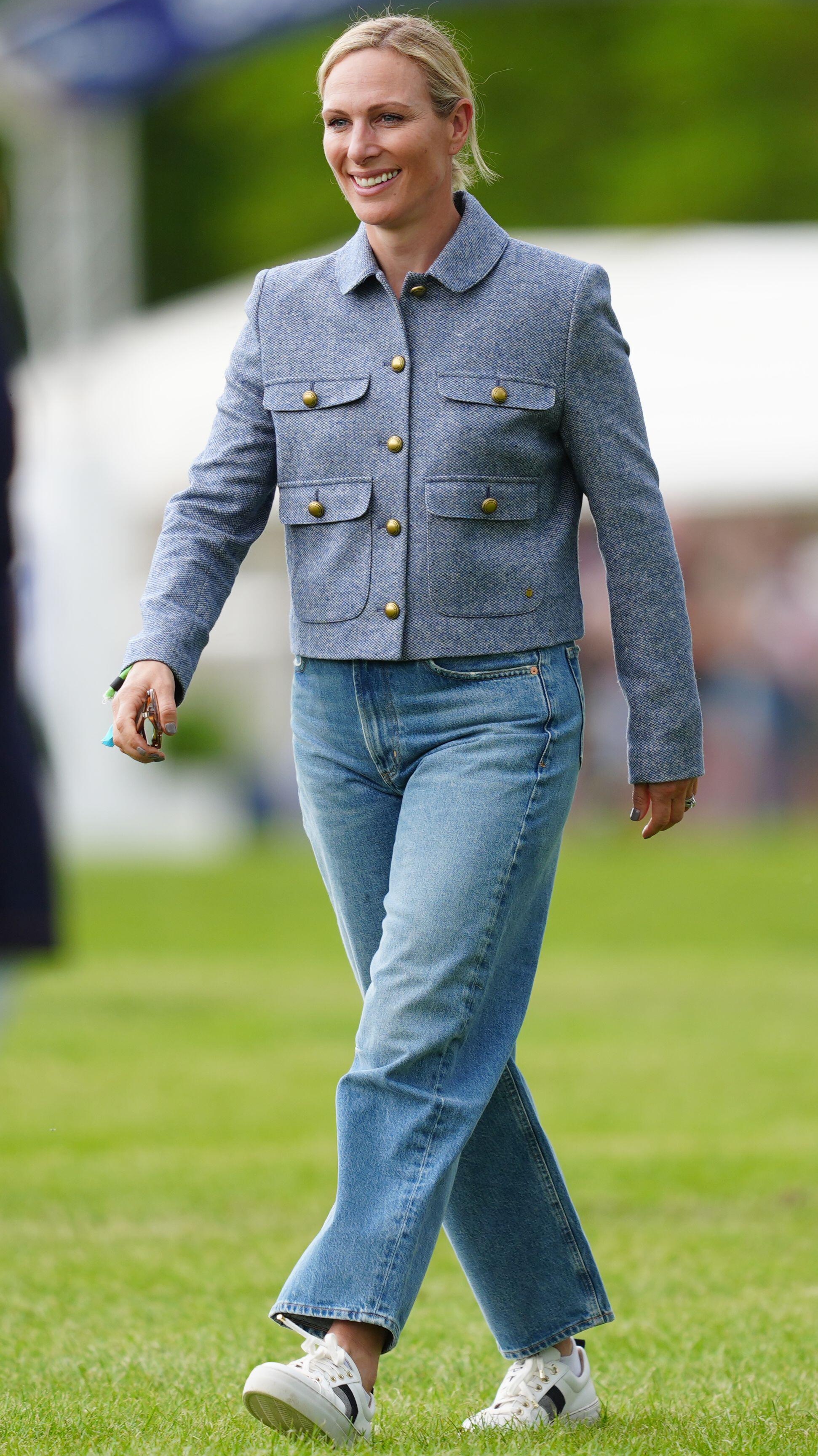 Zara Tindall walks on day five of the MARS Badminton Horse Trials 2025