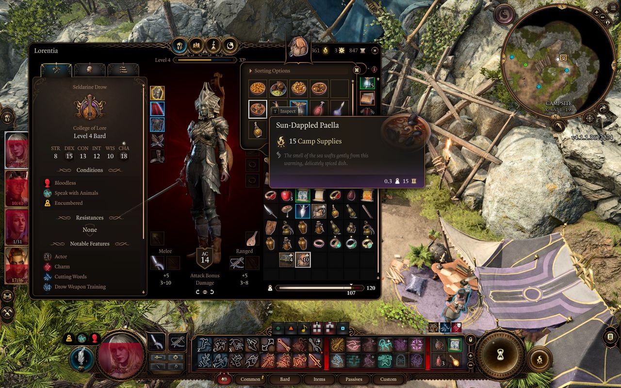 looting the paella from the adventurer's pack