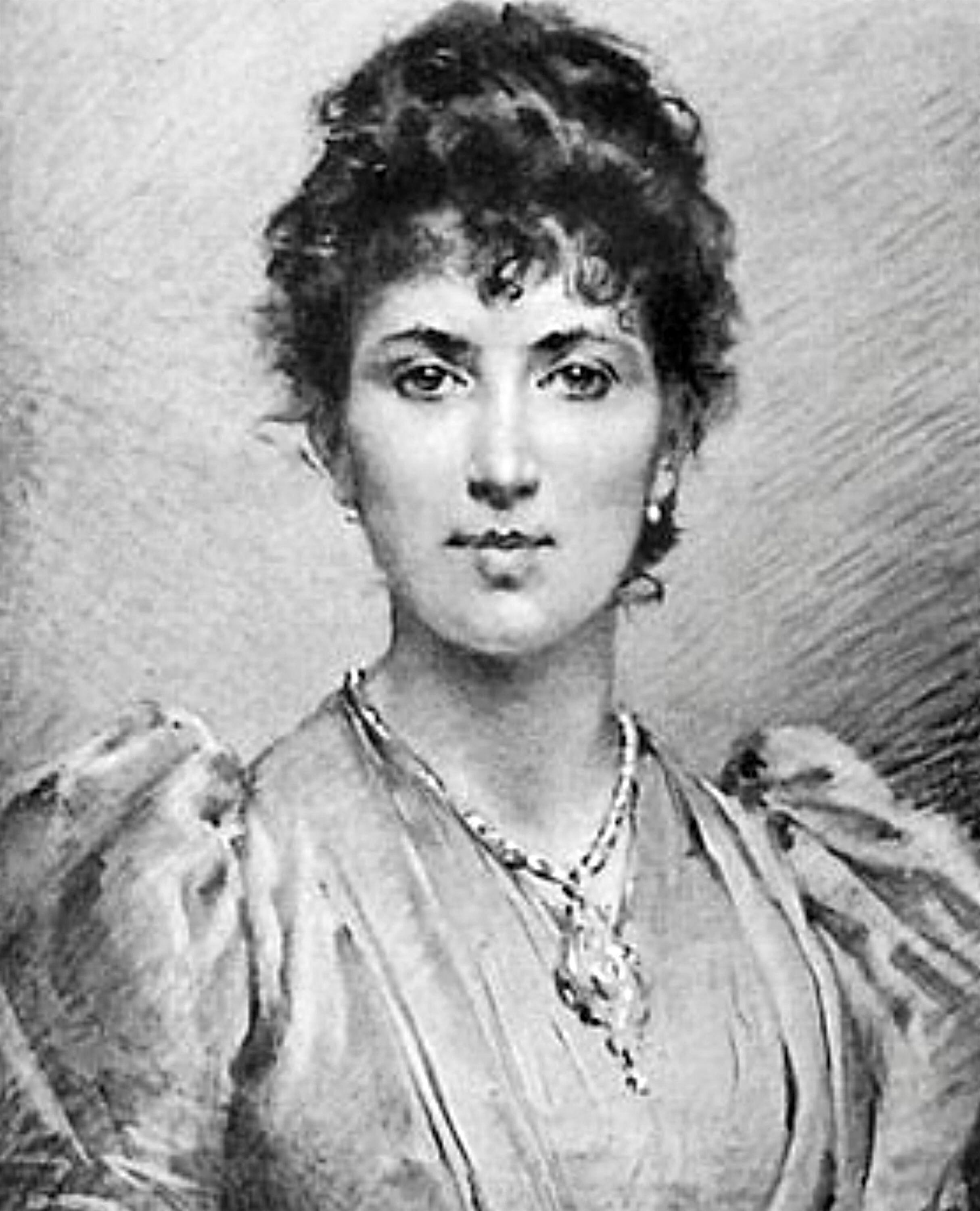 Pencil drawing of English culinary businesswoman who invented an ice cream maker