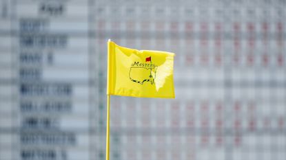 The Masters flag and leaderboard