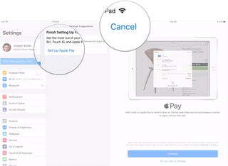 Tap Set Up Apple Pay, tap Cancel