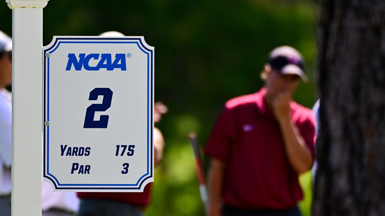 NCAA signage on the golf course during the Division III Men&#039;s Golf Championship held at The Mission Inn Resort and Club