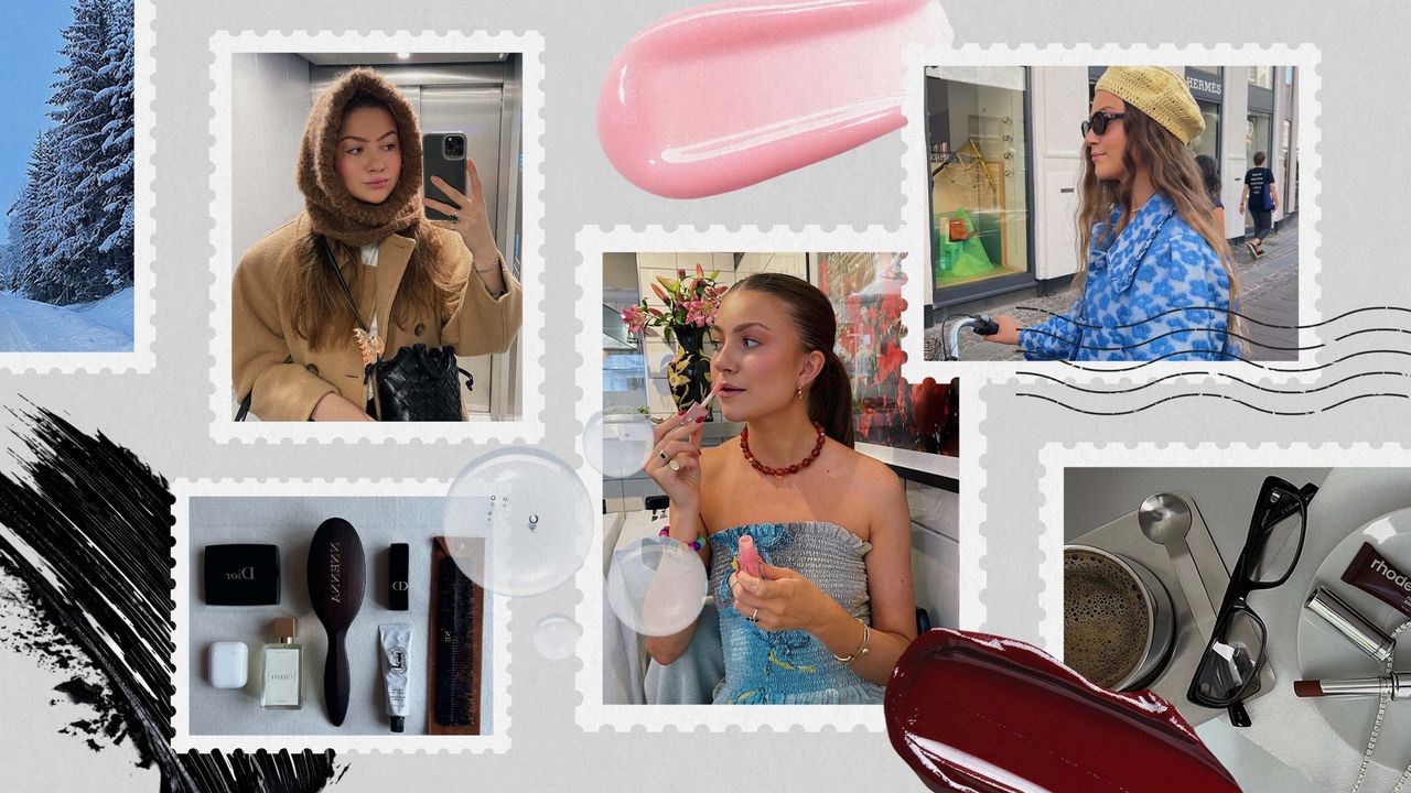 Collage of Maren Schia and beauty products