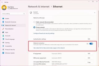 Enable Ethernet metered connection