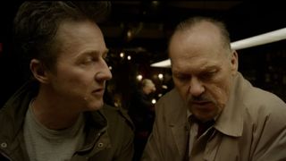 Michael Keaton and Edward Norton in Birdman