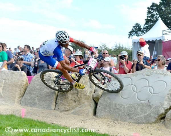 Jean-Christophe Peraud (France) rides the man-made rock wall