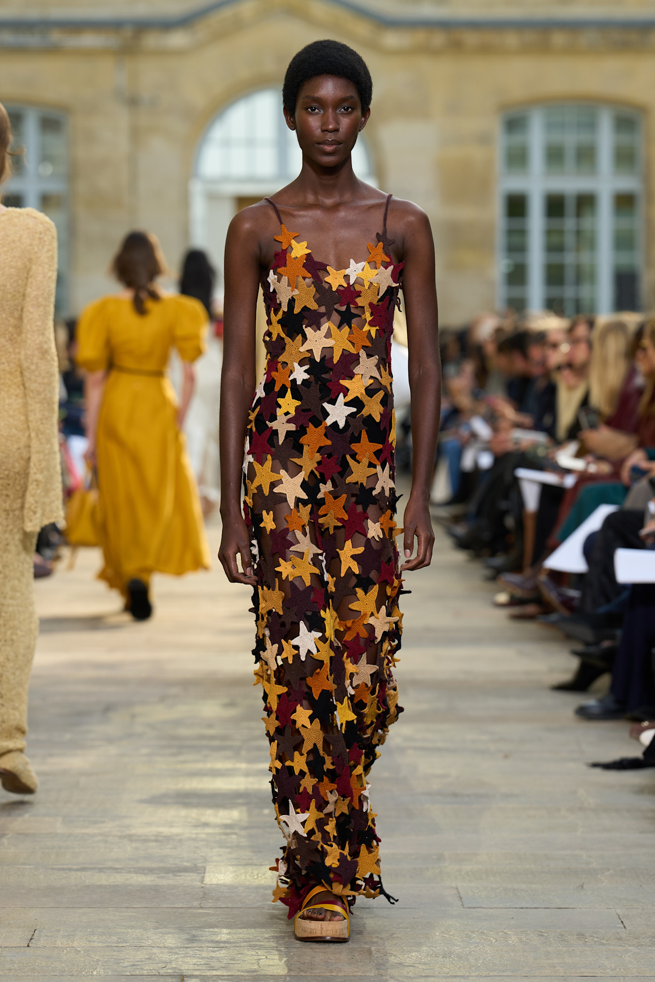 A model wears a star dress on the Gabriela Hearst Spring 2026 runway