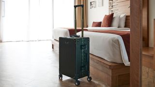 suitcase in hotel room
