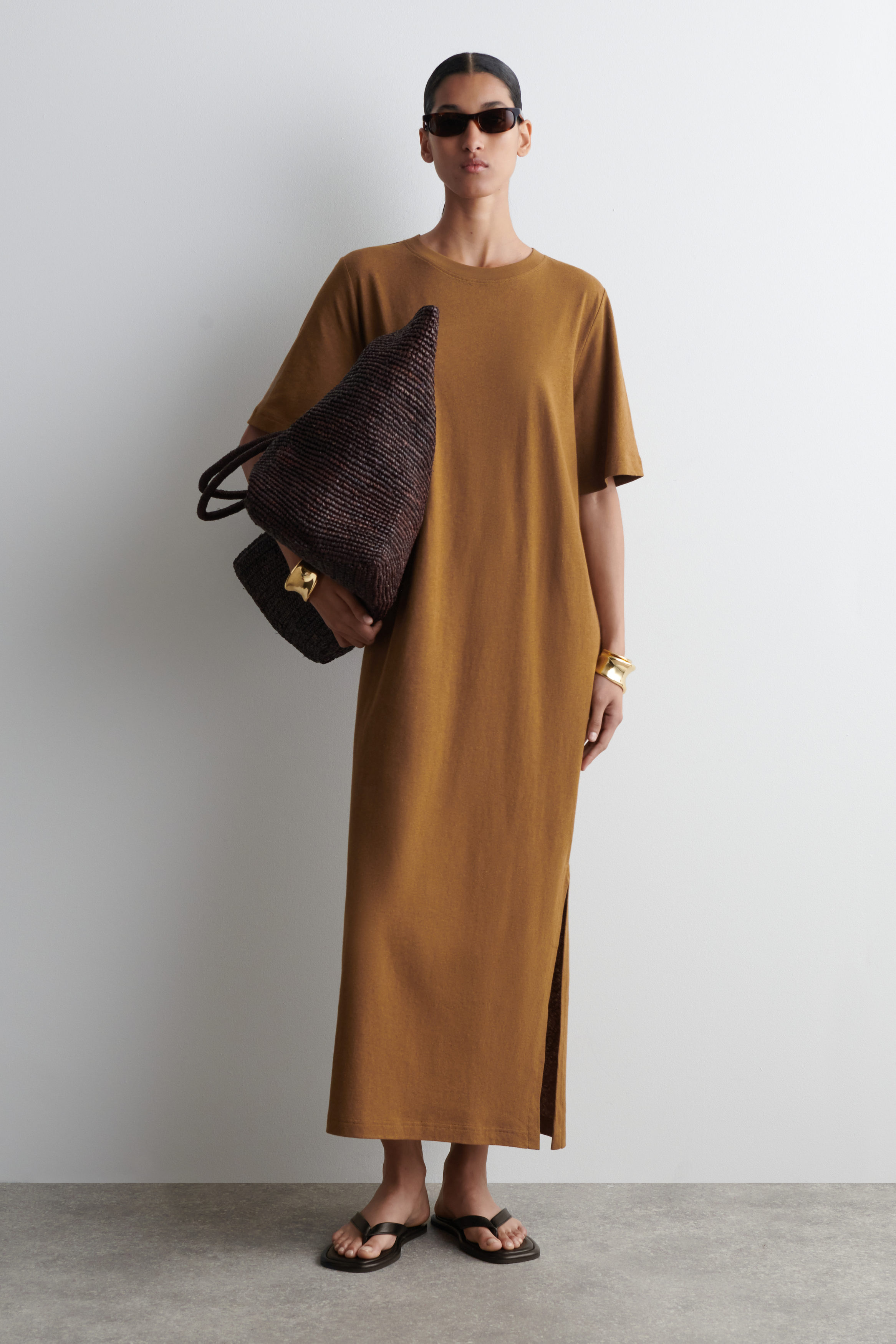 Cotton-Linen Maxi T-Shirt Dress