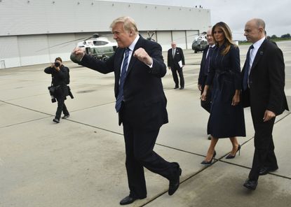 President Trump arrives in Pennsylvania, en route to a September 11 memorial service.