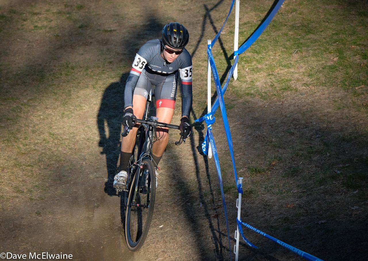 Julie Vanderhoop (MIT Cycling) on a descent mid-race