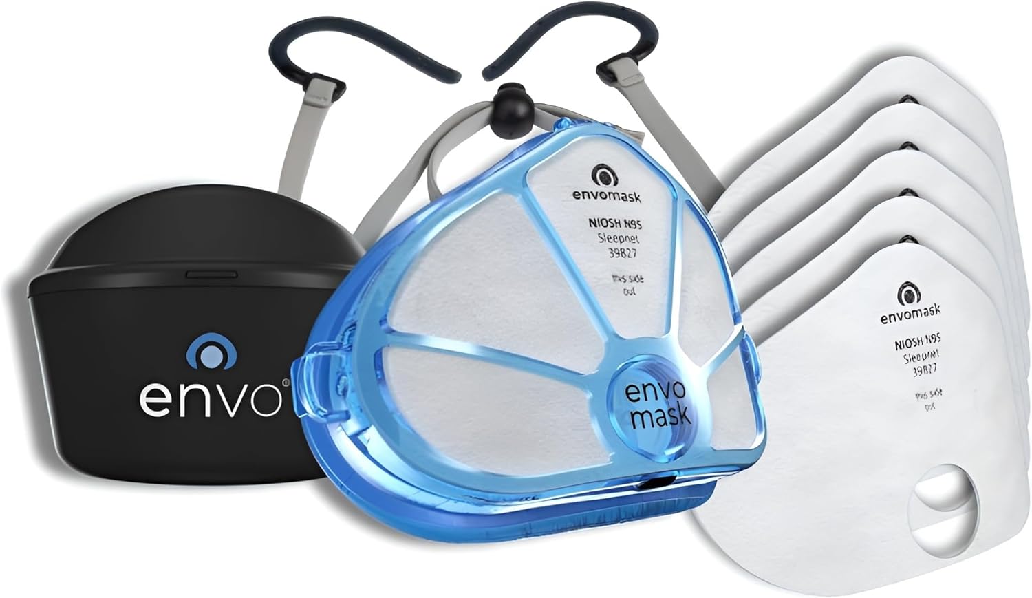 Envo Mask N95 Reusable Respirator Kit Featuring Airgel Cushion Technology for Secure All Day Comfort - Includes Quickfit Headgear, 5 Replacement Filters and Slim Storage Case (70952)