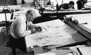 Louis Kahn working on Fisher House design