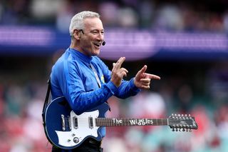 Anthony Field on stage as the Blue Wiggle