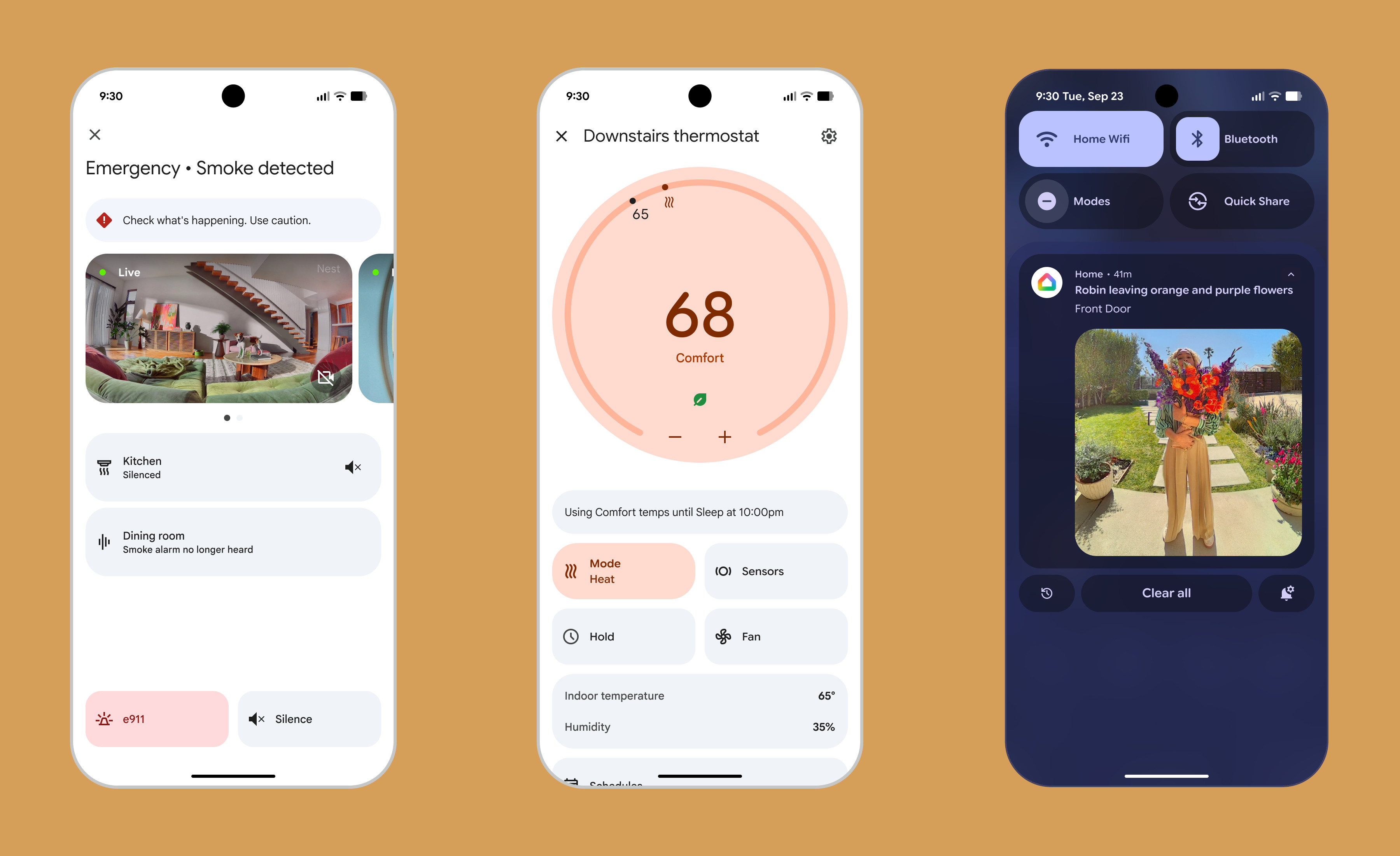 Control a Nest thermostat and track activity inside and outside the house with Google Home