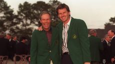 Nick Faldo with Ben Crenshaw after winning the 1996 Masters