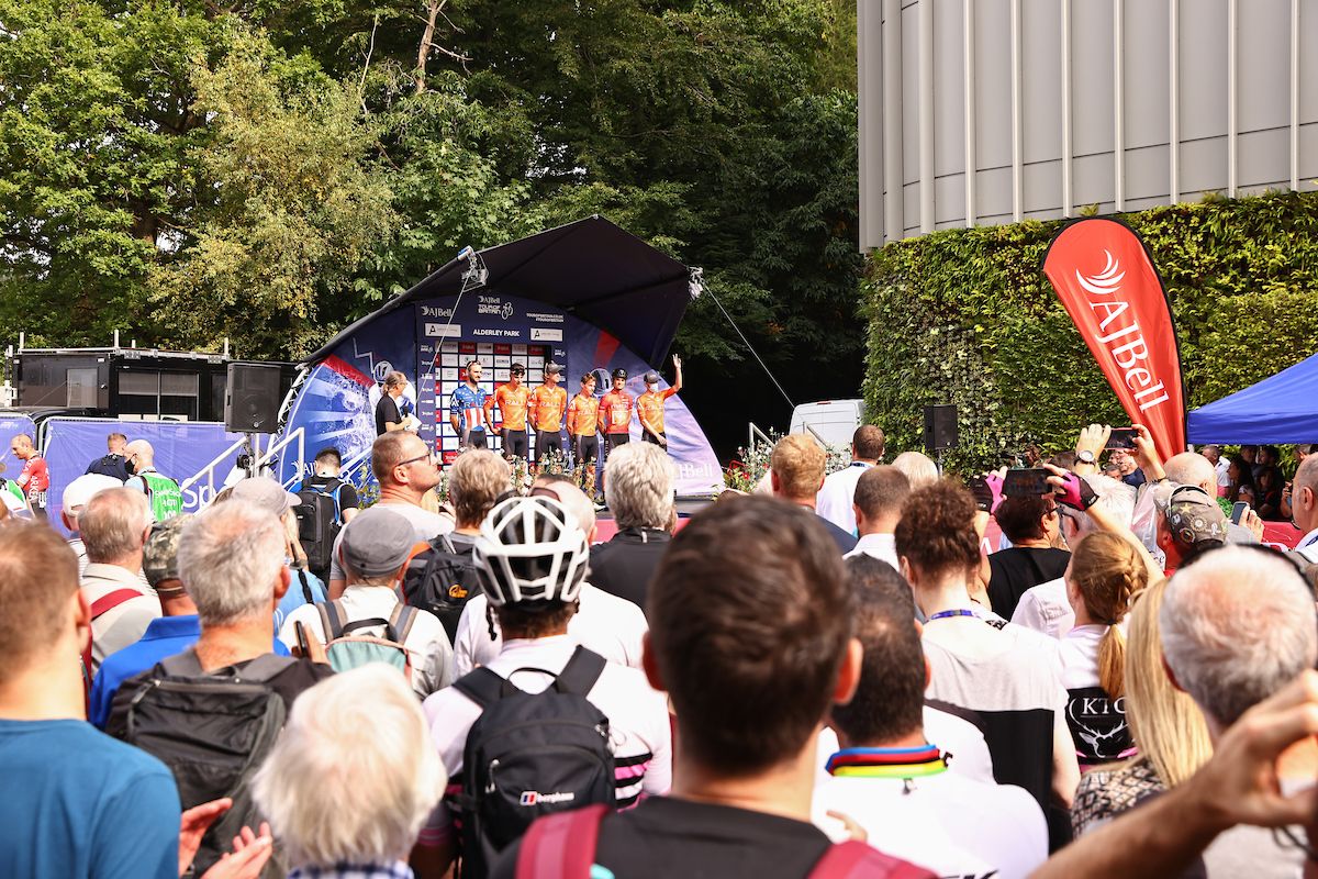 Picture by SWpix.com - 09/09/2021 - Cycling - AJ Bell Tour of Britain Stage 5 - Alderley Park to Warrington, England - Rally Cycling before the start