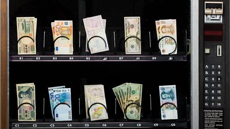 Currency in a vending machine