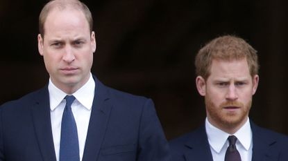 Prince William and Prince Harry at the Grenfell Tower National Memorial Service at St Paul&#039;s Cathedral on December 14, 2017. 