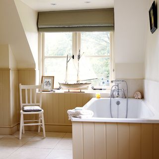 bathroom with tongue and groove panelling